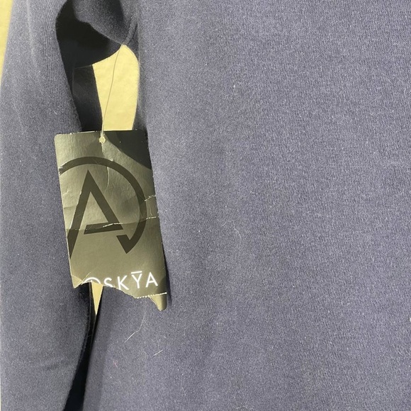 Askya Hoodie Sweatshirt Dress Navy Blue Long Sleeve Sz S Cotton Blend Pockets - Picture 10 of 10